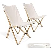 Bathonly 2 Pack Outdoor Folding Camping Chair, Beach Chair with Backpocket and Carry Bag, Portable Butterfly Reclining Chair 