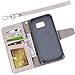 Galaxy s7 edge Case, Arae [Wrist Strap] Flip Folio [Kickstand Feature] PU leather wallet case with ID&Credit Card Pockets For Samsung Galaxy S7 edge (not for S7) beige-grey