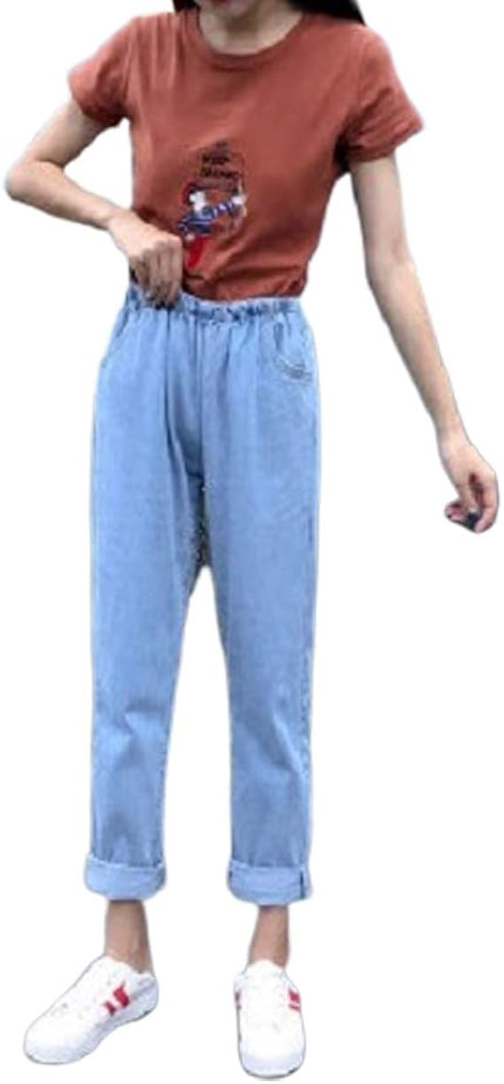 Amazon Hx Fashion パンツ 女性 ファッショ ンエレガント プラスベルベット ハーラン ジーンズ レディース 厚い 秋と冬 緩い 韓国語バージョン ウエストゴム 薄かった 暖かい 足パンツ ジーンズ 通販