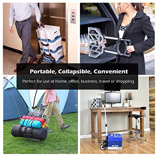 Voluker Portable Heavy Duty Aluminum Folding Hand Truck and Dolly Two-Wheel Luggage Cart (150 LB)