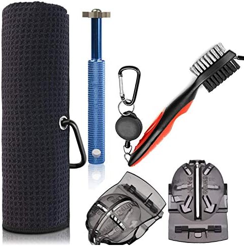 Gzingen Microfiber Waffle Pattern Golf Towel, Brush Tool Kits with Club Groove Cleaner Brush, Golf Club Groove Sharpener Tool, 2 Golf Ball Liner, Perfect Golf Accessories, Ideal for Golfers Gzingen Microfiber Waffle Pattern Golf Towel, Brush Tool Kits with Club Groove Cleaner Brush, Golf Club Groove Sharpener Tool, 2 Golf Ball Liner, Perfect Golf Accessories, Ideal for Golfers