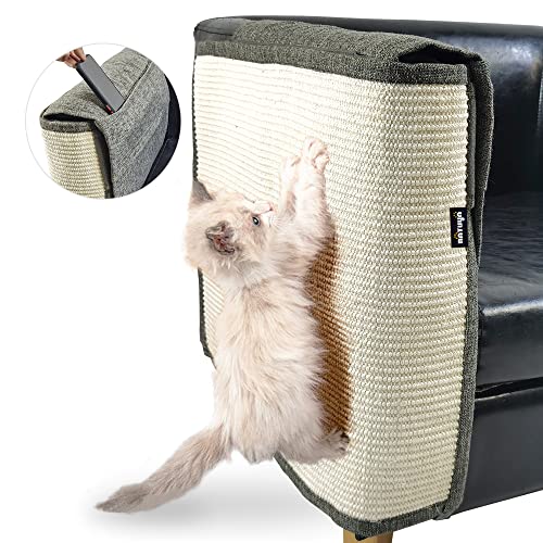 NATUYA 猫 爪とぎ 家具保護 爪とぎマット 爪研ぎ ソファー 椅子 サイザル麻 天然素材 無毒 安全 耐磨性 麻マット ソファーカバー ツメ傷保護シート 猫ひっかき傷 保護シート 取り付け簡単 (肘掛けが麻ない, 右)