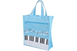 LALADEFIEE Music Note Tote Bag Portable Handbag with Handle Large Double Layer Storage for Music Books and Accessories Lightw