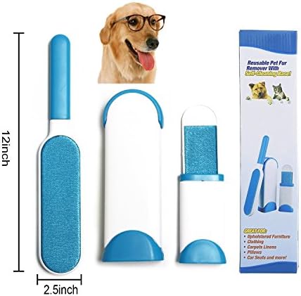 Letcome Animal Hair Remover Furniture, Pet Fur Tool & Lint Remover with Self-Cleaning Base Double-Sided pet hair brush - Dog & Cat Hair Remover for Furniture, Couch, Carpet, Bed, Car Seat, Clothing