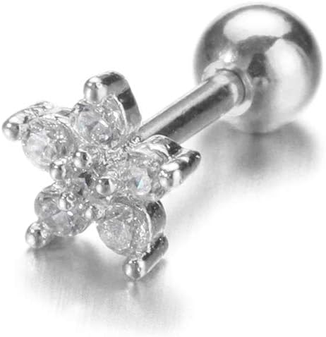 FOVIUPET CZ Cartilage Stud Piercing Moon Star Cartilage Earring Conch Tragus Stud Helix Cartilage Piercing Jewelry Silver