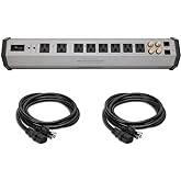 Furman PST-8 Digital Power Station with 18 Gauge Electrical Extension Cable with IEC Female Connector 3' (2-Pieces) Bundle