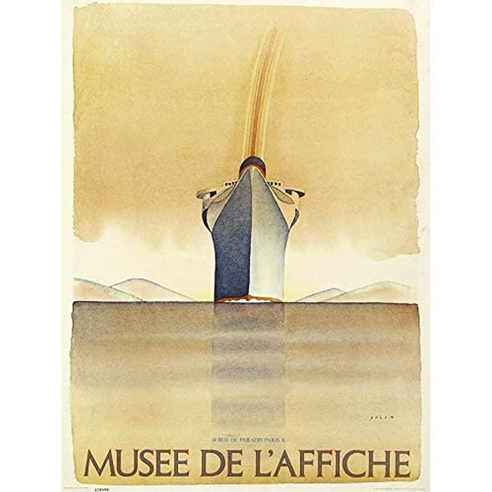 Folon Museum Ship Ocean Paris Advert Art Print Canvas Premium Wall Decor Poster Mural