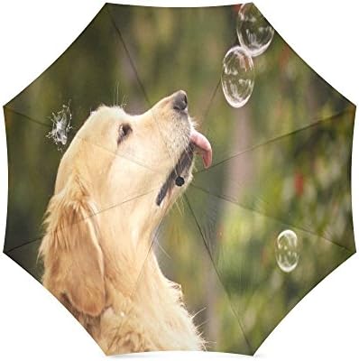 Custom Cute Golden Retriever Dog Compact Travel Windproof Rainproof Foldable Umbrella