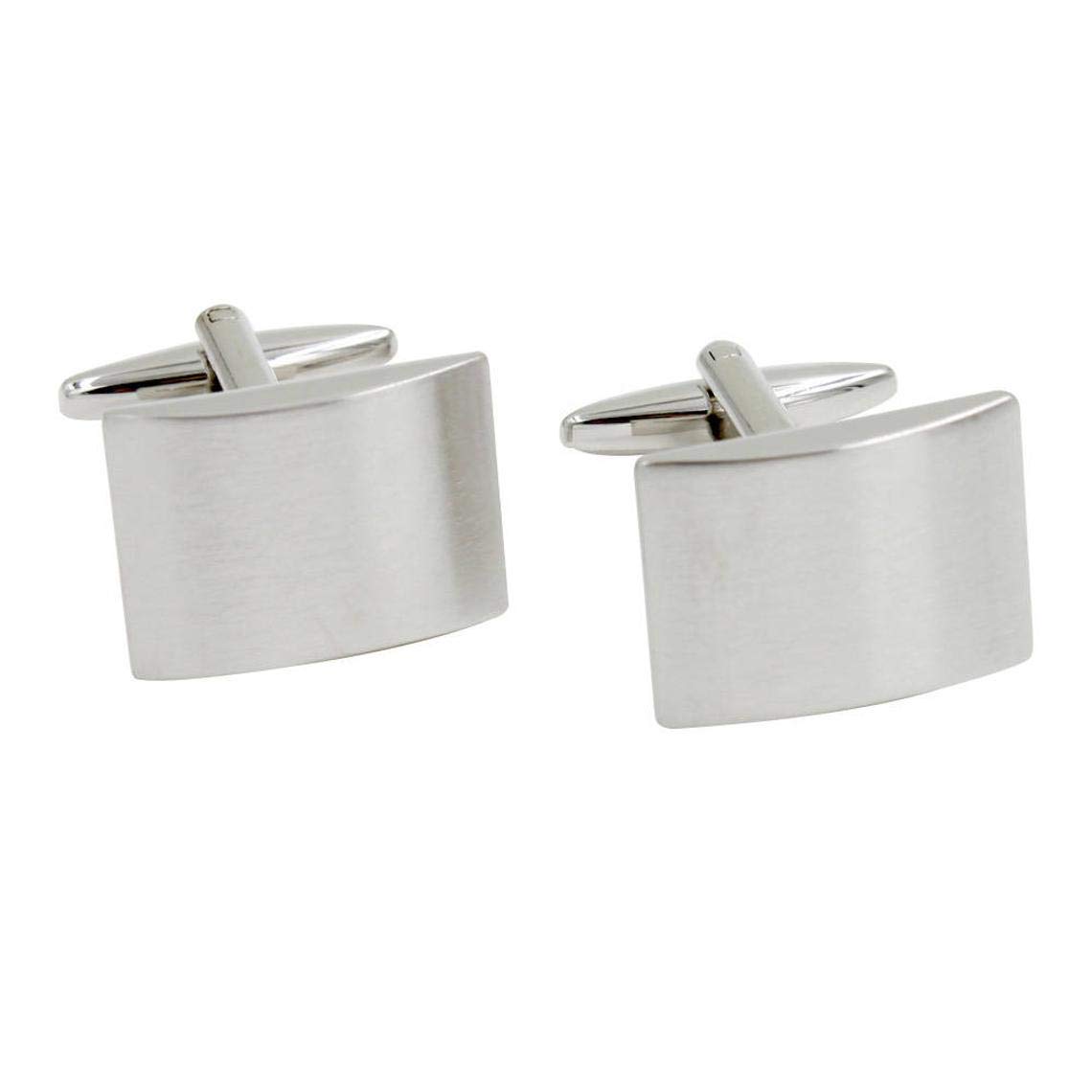 Plain Silver Rectangle Cufflinks | Grey Cuff Links Wedding | Gift for Men | Chrome Groom Cufflinks for Him | Groomsmen Cuffs (Plain Silver)