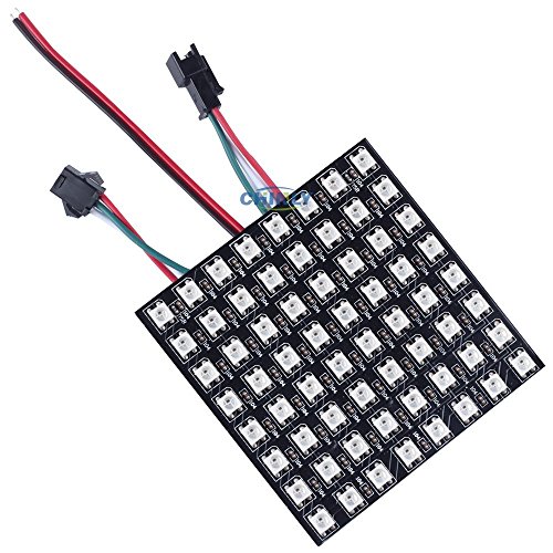CHINLY WS2812B Panel Led-Matrix RGB 5050SMD 8x8 64 Pixels Matrix Flexible Individually Addressable for Arduino Respberry LED Programmed Panel Screen Image Video Display DC5V