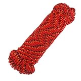 Diamond Braid Nylon Rope,3/16"(5mm) by 100feet Paracord,General-Purpose Utility Rope, Polypropylene Rope, High Strength All Purpose Braided Utility Flag Line,Rope for Indoor or Outdoor Use (Red)