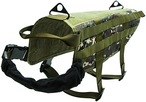 Tenkey Tactical Police K9 Vest Harness Molle USA Milspec Canine Velcro Us Military Camouflage green (m)