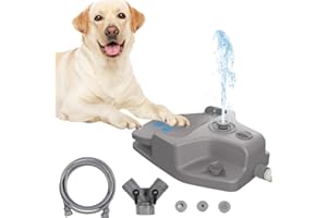 FURUISEN Dog Water Fountain Outdoor, Dog Sprinkler Toy Step on, Paw Activated Dog Drinking Fountain Water Dispenser for Large Or Small Dog Bowl Alternative (Grey)