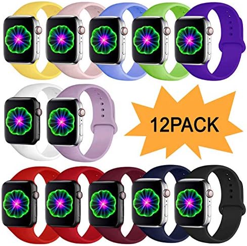 DCMEKA Compatible with Watch Strap 38mm 42mm 40mm 44mm for Women Men, Soft Silicone Waterproof Replacement Strap for A p ple Watch Series 5/4/3/2/1, Multi Colours