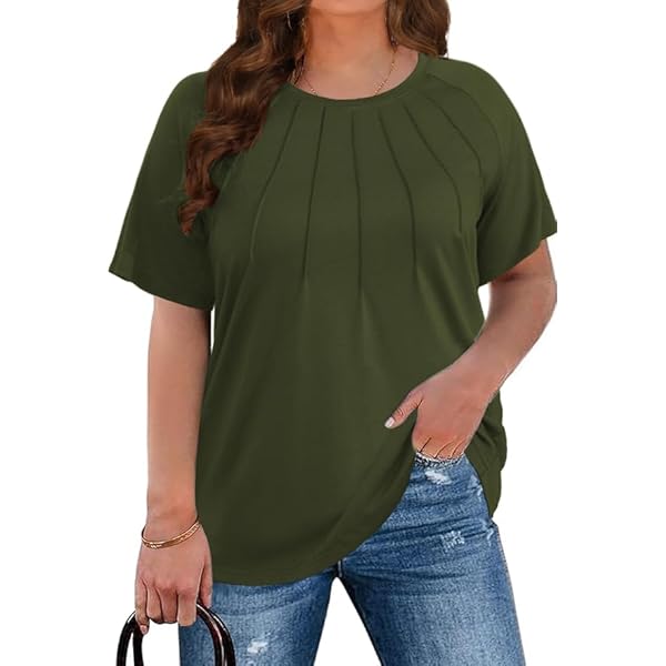 Neploe Blusa Plisada Con Manga Abombada Para Verano, Camisa Informal De