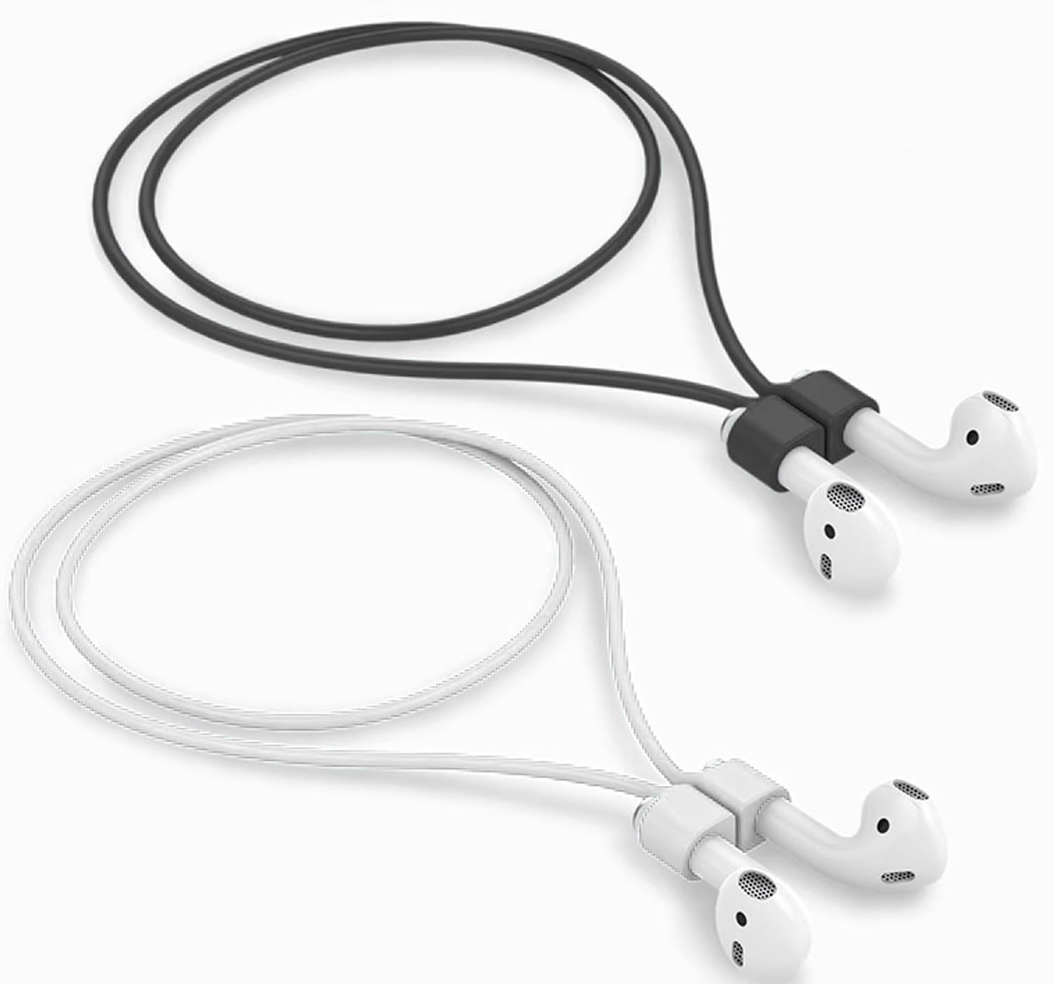 Photo 1 of ?2 Pack? Ultra Strong Magnetic Anti-Lost Straps for AirPods, Colorful Soft Silicone Sports Lanyard Compatible with AirPods 1&2 / AirPods 3rd / AirPods Pro 1st&2nd Gen, Neck Rope Cord - White+Black