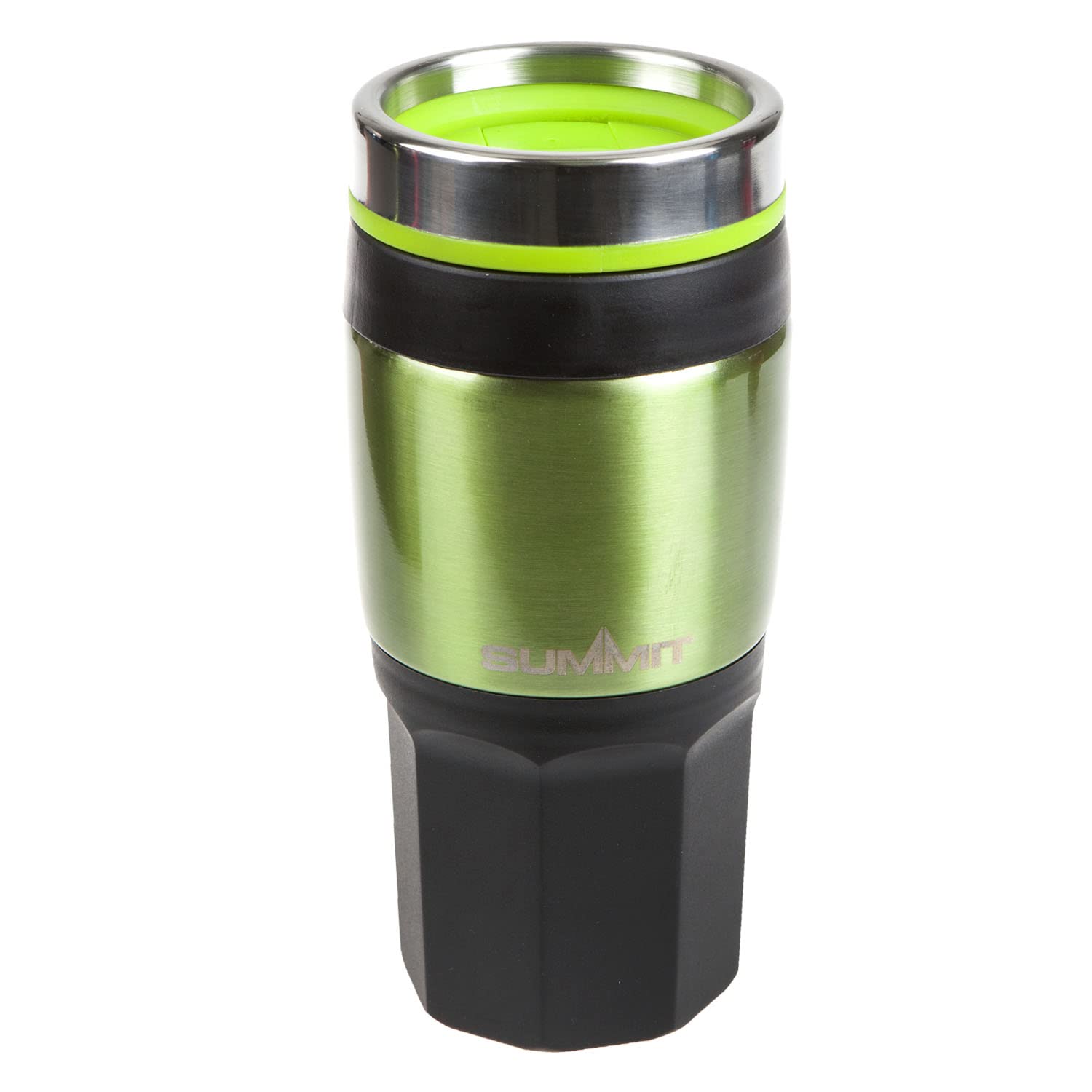 PMS VFM - Green 400Ml Travel Mug Insulated Metallic Cup - Outdoor Leisure, Lidded, Durable, Camping, Holiday, Outdoor Living, Dining Alfresco, Fishing