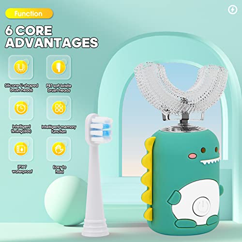 Kids Electric Toothbrushes,U Shaped Toothbrush Kids w/ 5 Brush Heads