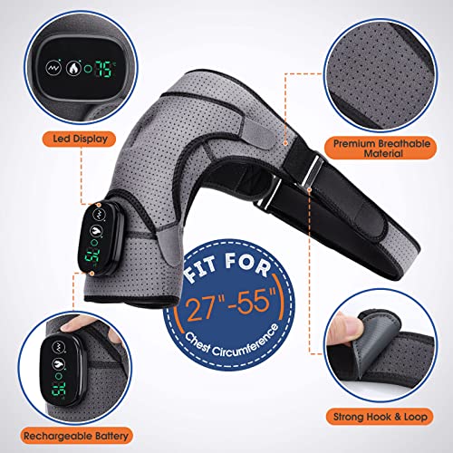 Heated Shoulder Wrap with Vibration, Cordless Shoulder Heating Pad