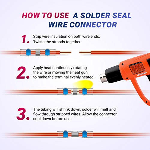 448Pcs Solder Seal Wire Connectors Waterproof & Heat Shrink Tubing | Butt Connectors and Shrink Tubes | All in One Electrical, Boat and Automotive Splice Kit | No Crimp Cables and Wires Ultimate Box - Thumbnail 2
