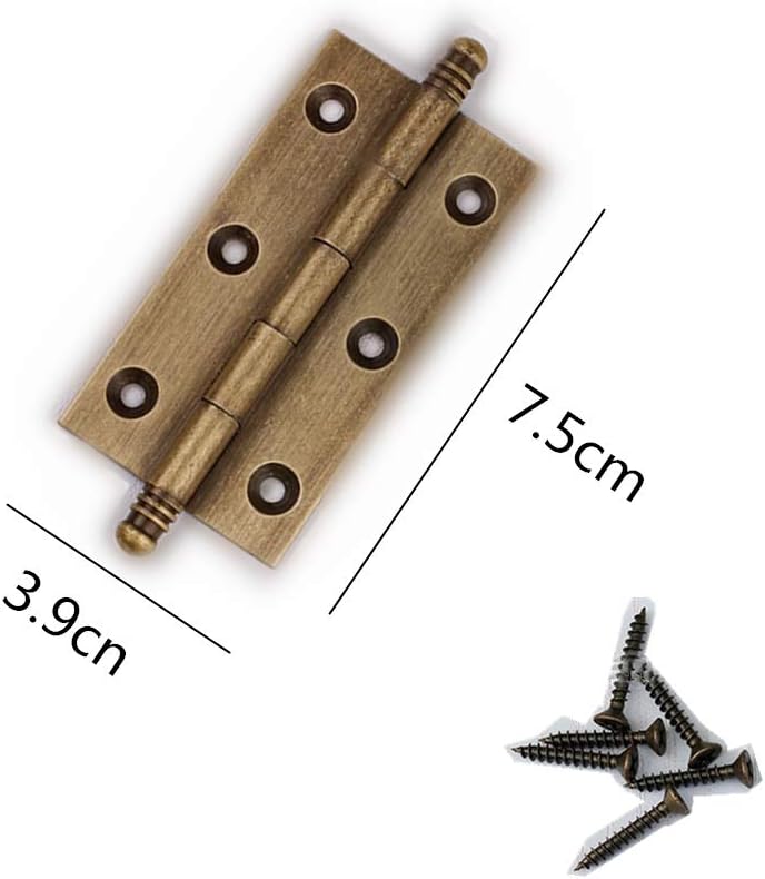 2Pcs Folding Butt Hinges Furniture Hardware Door Hinge Antique Pure Brass Hinges for Cabinet Cupboard Jewelry Box - Image 3