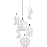 Kuzco Lighting Victoria 6-Head Multi Pendant | Chrome Finish | Clear Outer Glass with Frosted Inner Diffusers | Aluminum and 