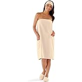 Boca Terry Womens Spa Wrap - 100% Cotton Spa, Shower, Bath and Gym Towel w Snaps, Towel Wrap for Women, Ecru, Medium/Large