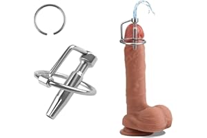Hollow Stainless Urethral Sounds Penis Plug Urethral Dilator Male Penis Plug with Cock Ring Sex Toy for Men (1.77 inch)