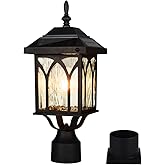 Zinnze Solar Lamp Post Light Outdoor，Solar Outdoor Post Light with 3.5in Pier Mount Base，Matte Black，Suitable for Wet Locatio