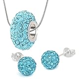 BodyJ4You Pave Bead Jewelry Set Necklace and 8mm Disco Ball Stud Earrings Comes with Gift Box
