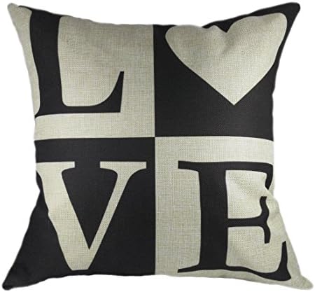 Lolares Home Decor Cotton Linen Square pillow Covers Back Throw Sofa Cushion Cover Pillowcase with Room Decoration Invisible Zipper No Insert LOVE IS SWEET- 18"x18"(45x45cm) (Black)