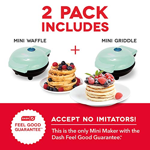 DASH Mini Maker Waffle Maker + Griddle, 2Pack Griddle + Waffle Iron