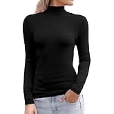 Abardsion Women's Long Sleeve Mock Turtleneck Shirts 2025 Fleece Lined Base Layer Slim Fit Thermal Underwear Tops