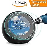 QIBOX 3 Pack Amazon Echo Spot Screen Protector, HD Clear 9H Hardness Tempered Glass Screen Protector for Amazon Echo Spot, Full Screen Coverage/Scratch-Resistant/Anti-Glare
