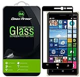 [2-Pack] Dmax Armor for Nokia Lumia 830 Screen Protector, (Full Screen Coverage) [Tempered Glass] Anti-Scratch, Anti-Fingerprint, Bubble Free, (Black)