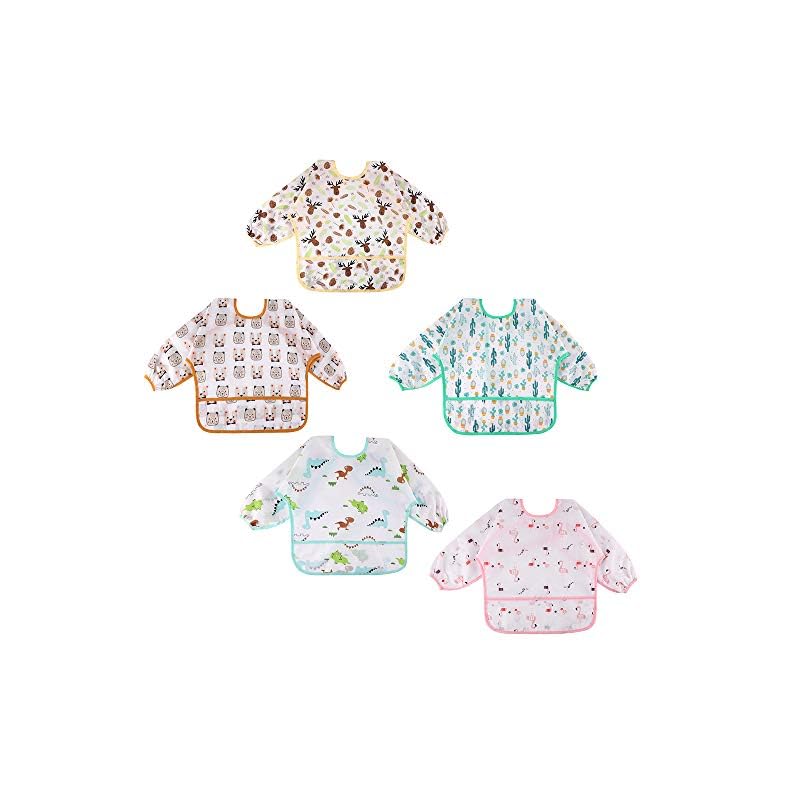 Lictin Baby Bibs for Boy or Girl,Long Sleeve Bib,Waterproof Toddler Bibs,0-24 Months Neutral Baby Smock for Eating…