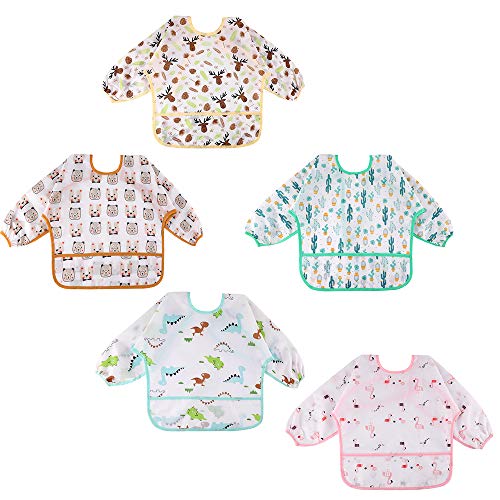 Lictin Baby Bibs for Boy or Girl,Long Sleeve Bib,Waterproof Toddler Bibs,0-24 Months Neutral Baby Smock for Eating…