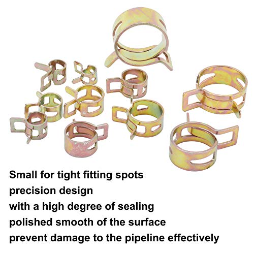 Tysun 120 Pcs Spring Hose Clamp Spring Band Type Clips Fuel Line Silicone Vacuum Hose Pipe Clamp