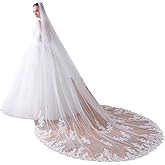EllieHouse Womens 1 Tier Royal Lace Wedding Bridal Veil With Metal Comb X53