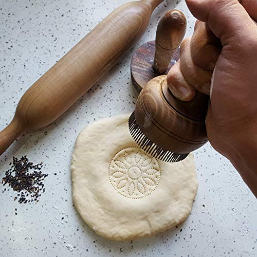 Low-priced-three-piece-set-of-traditional-handmade-Uzbekistan-bread-stamping-tools-196-inch-each-in-diameter-Free-cookbook