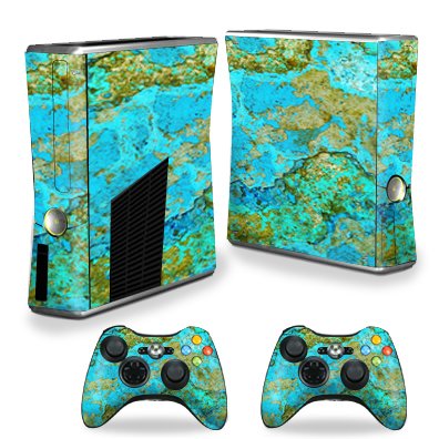 MightySkins Skin Compatible with X-Box 360 Xbox 360 S Console - Teal Marble | P…