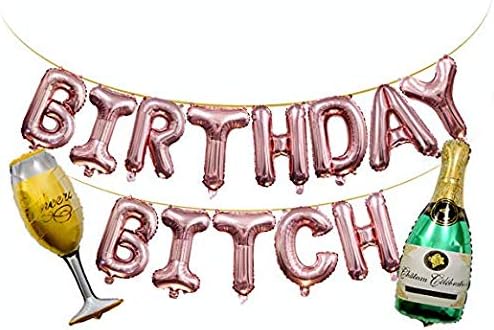 Chic 16" Birthday Bitch Foil Balloon Letters Alphabet Celebration Party Decoration (Rose Gold)