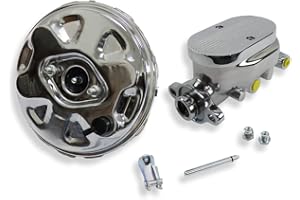 DEMOTOR PERFORMANCE 11" Chrome Single Diaphragm Brake Booster Delco Style and Chrome Aluminum Brake Master Cylinder