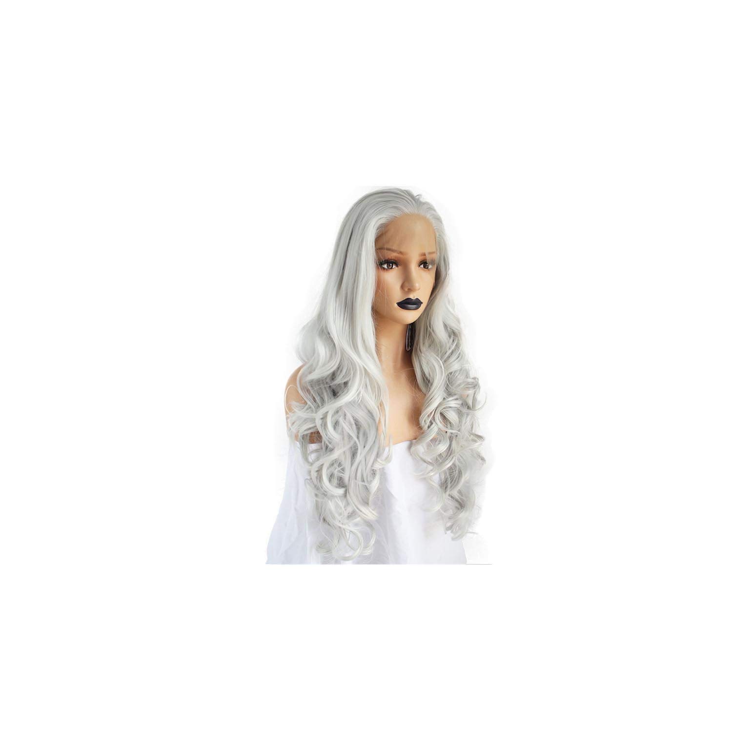 Amazon Com Fiber Grey Hair Wigs Long Natural Body Wave Gray