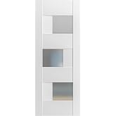 VDOMDOORS Slab Door Panel Opaque Glass 30 x 80 inches/Sete 6933 White Silk/Modern Finished Doors/Pocket Closet Sliding Barn