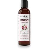 Luxura Sciences Organic Onion Oil | Controls Hair Loss, Dandruff, &amp; Helps with Growth | Infused with 14 Essential Oils for Strong Roots | Sulfate-Free Hair Care | 8.45 Fl Oz/250ml
