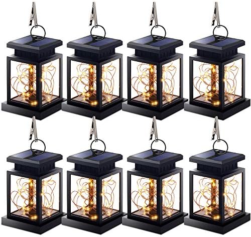 Solar Lantern Lights Outdoor, 4 Pack Hanging Lanterns Lights Solar Powered Waterproof Umbrella Lanterns Solar Lights Solar Led Hanging Decorative Light