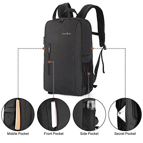 Victoriatourist DSLR Camera Backpack with Waterproof Rain Cover Fits 16 Inch Laptops, Black - Thumbnail 5