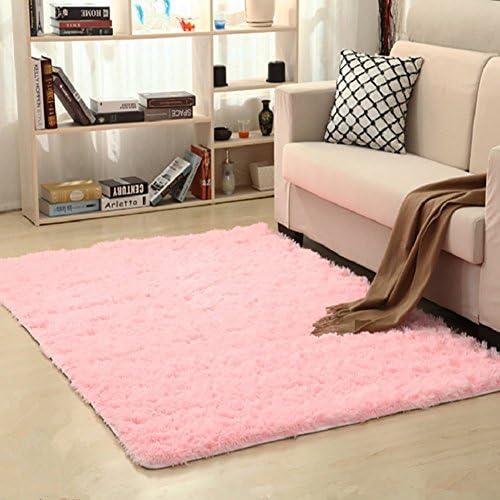 Bnxbb Ultra Soft 2.5Cm Thick Indoor Modern Shag Area Rugs Pads ,Rectangle ,Size:24 x 47 Inch(60Cm X 120Cm) (Pink)