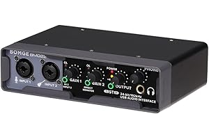 BOMGE USB Audio Interface(32bit/192 kHz) with XLR,phantom power,Direct Monitoring,Loopback for PC Recording,Streaming,Guitarist,Vocalist and Podcasting